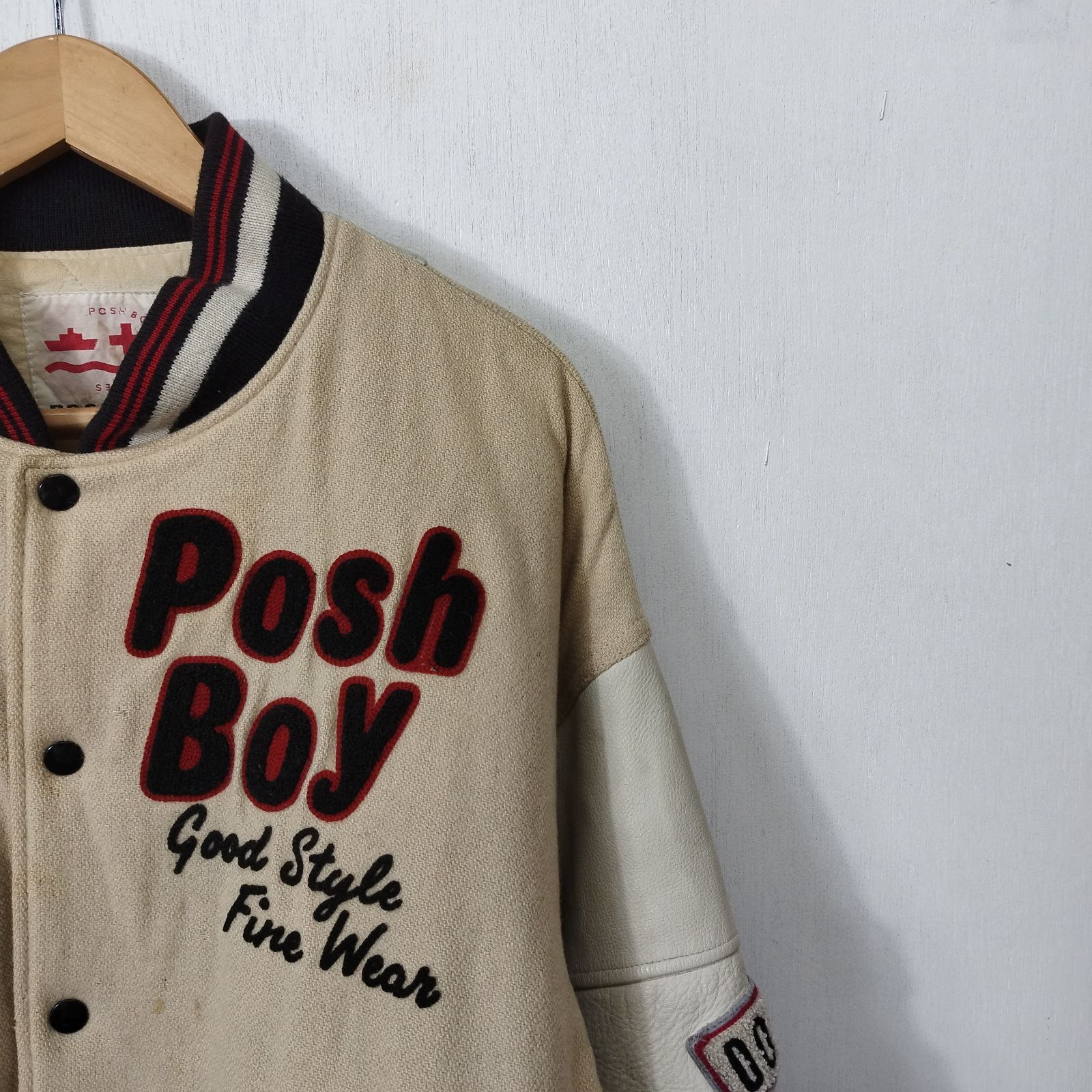 POSH BOY ポッシュボーイ 80s スタジャン 袖 レザー 牛革 フルデコ 