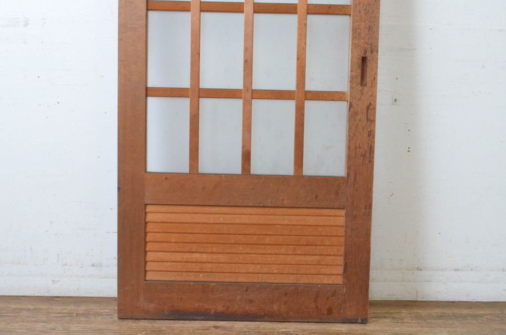 ▽現状販売▽ マス目格子ガラス引き戸1枚 ヴィンテージ建具 昭和後期
