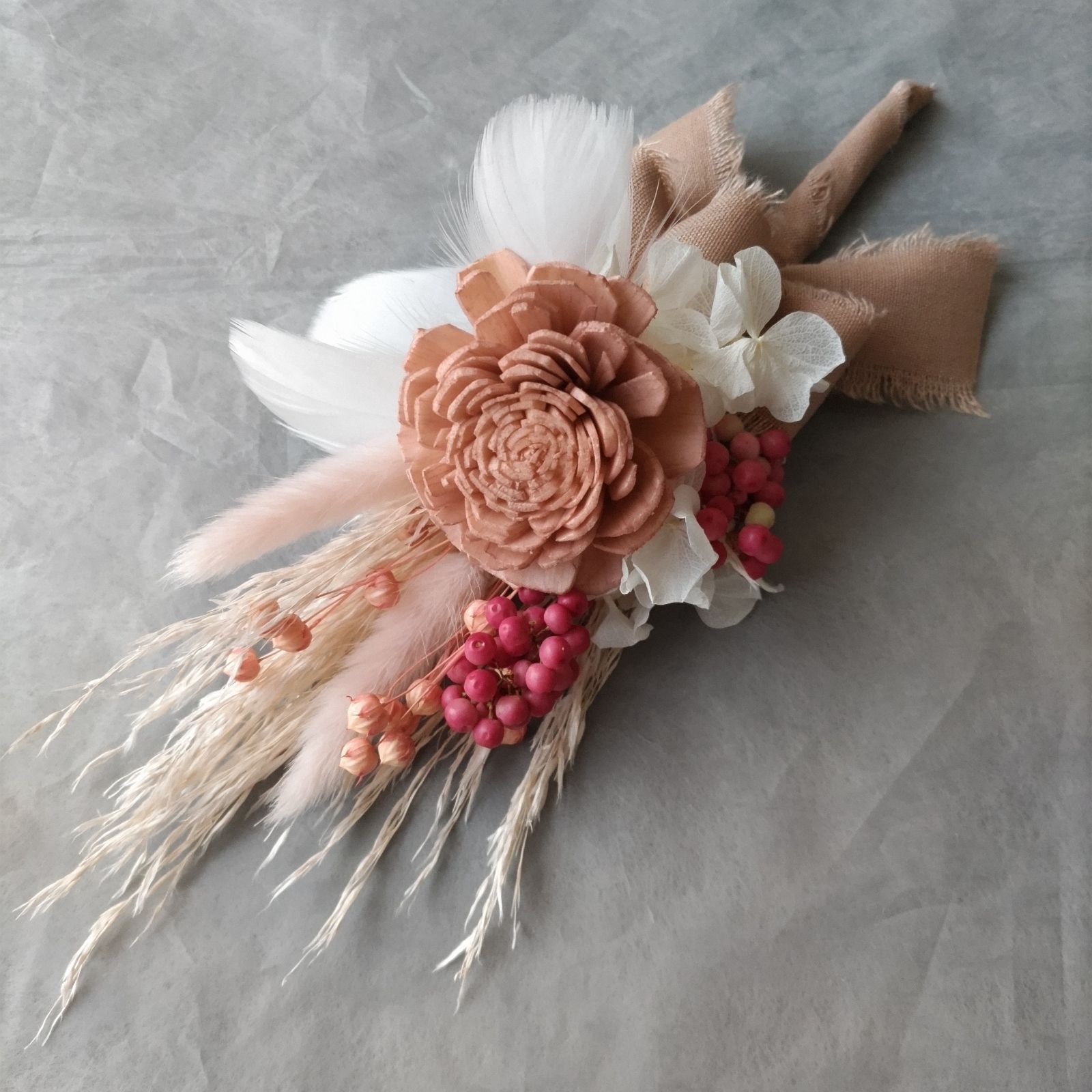 横長スワッグ スワッグ&ミニブーケのセット くすみピンク系 アシメ
