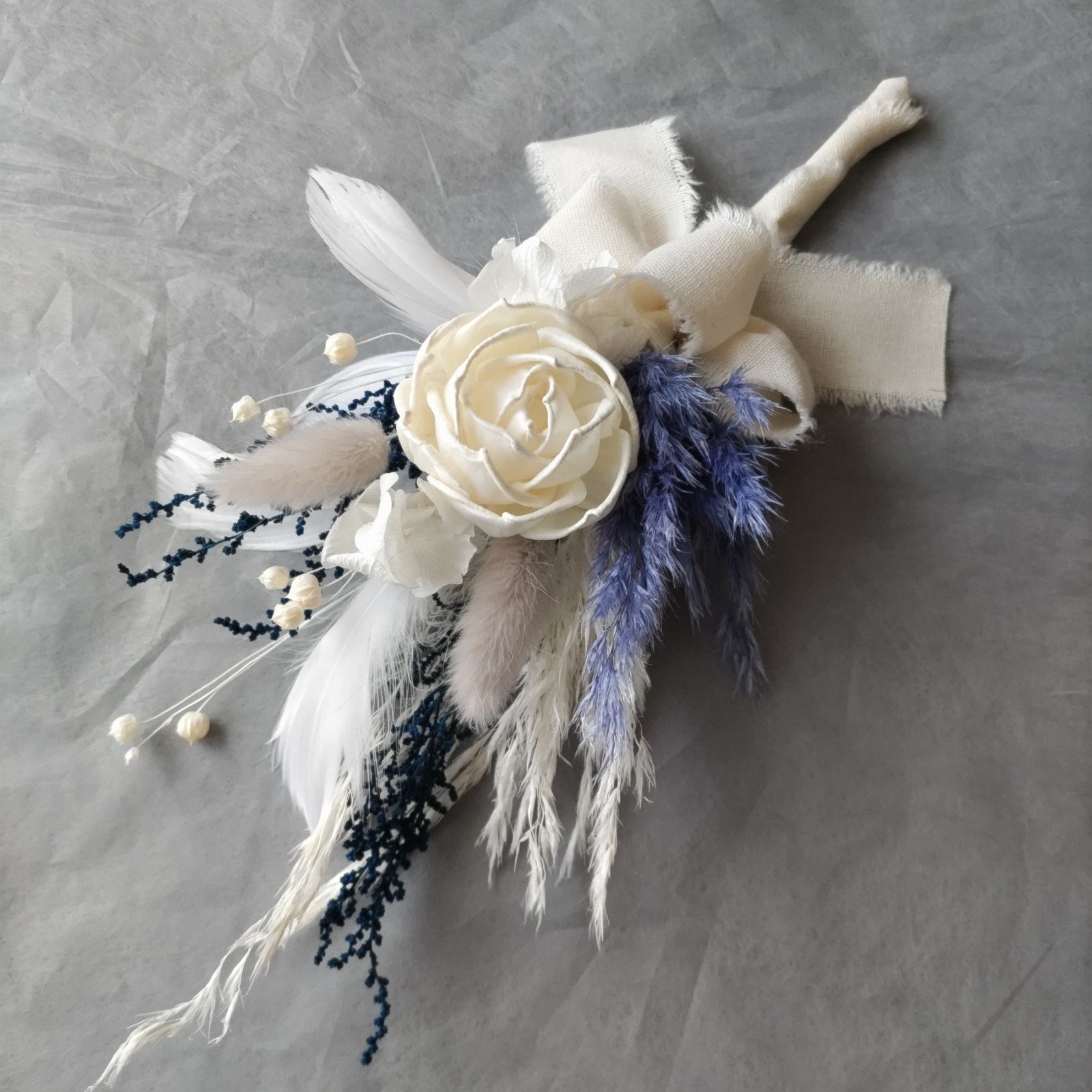 横長スワッグ スワッグ&ミニブーケのセット アシメ コバルトブルー系