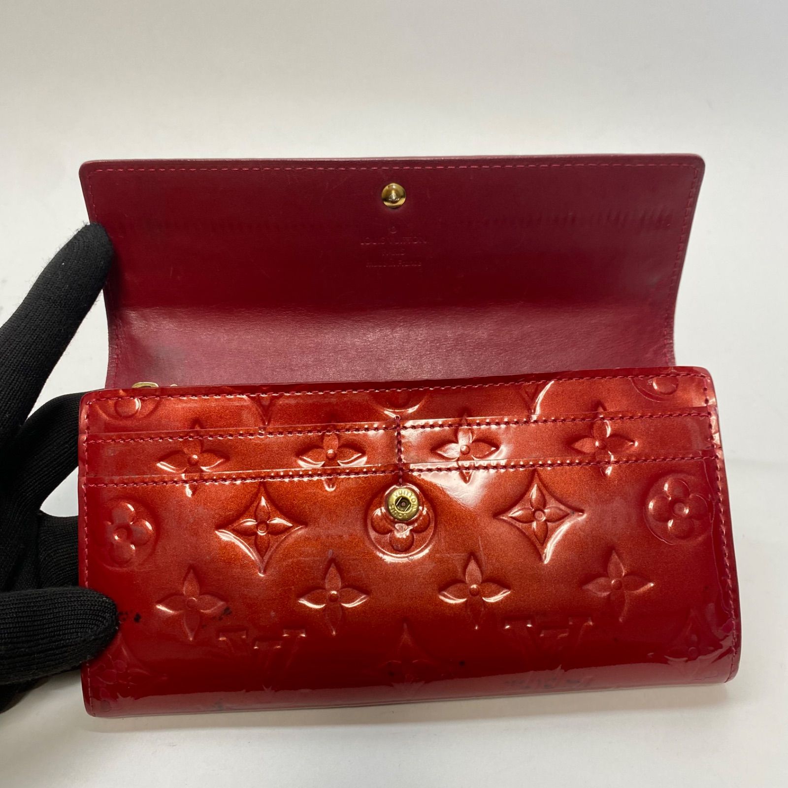 3447 LOUIS VUITTON ルイヴィトン ヴェルニ 長財布 レッド