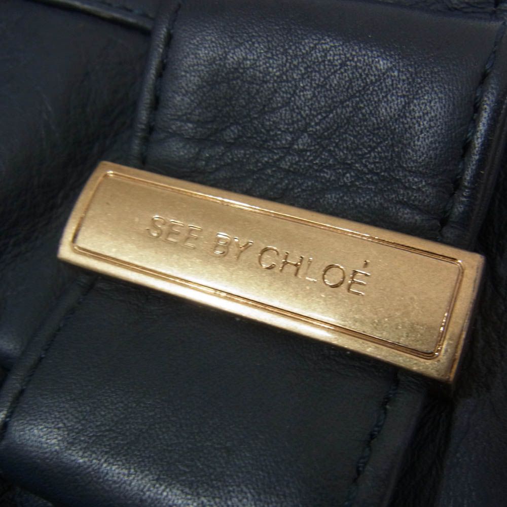 SEE BY CHLOE シーバイクロエ レザー ハンドバッグ ネイビー系【中古