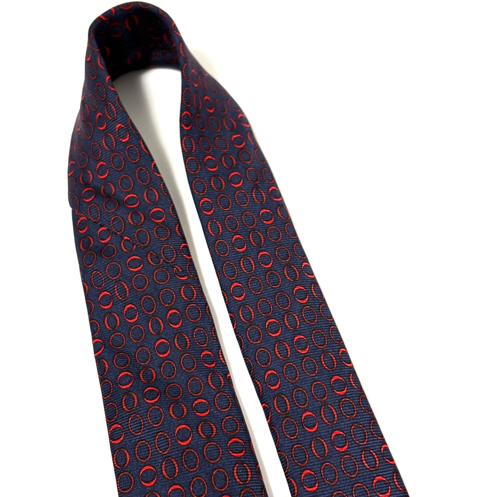ディオールオム ブランド ネクタイ ネイビー×レッド 紺 赤 シルク