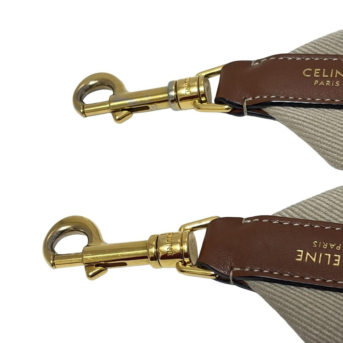 CELINE(セリーヌ) ショルダーストラップ - グレーベージュ×白×ブラウン