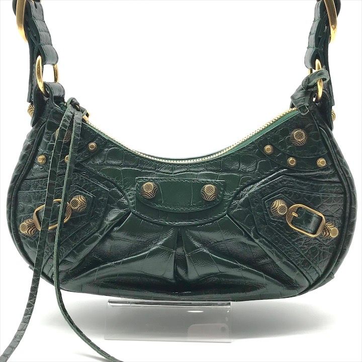 美品 BALENCIAGA バレンシアガ ル カゴール XS 型押し クロコ レザー