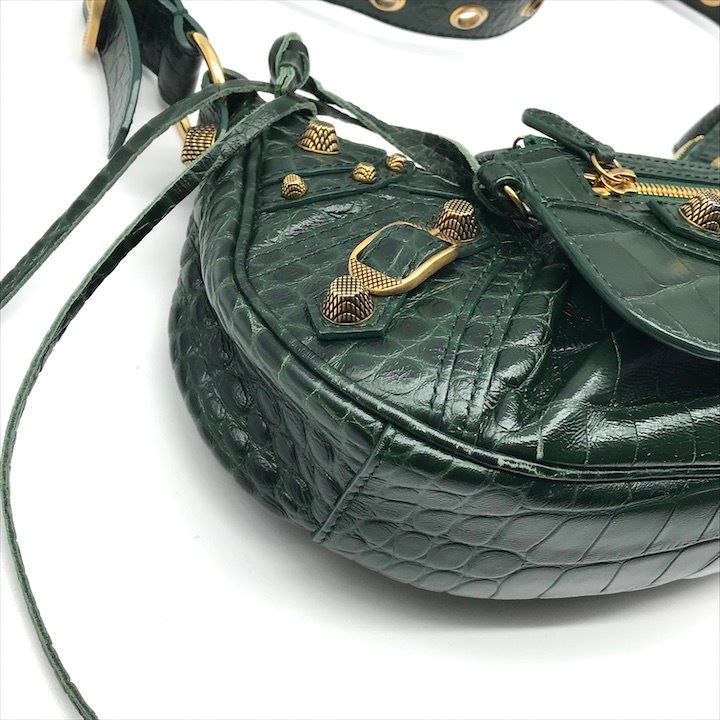 美品 BALENCIAGA バレンシアガ ル カゴール XS 型押し クロコ レザー