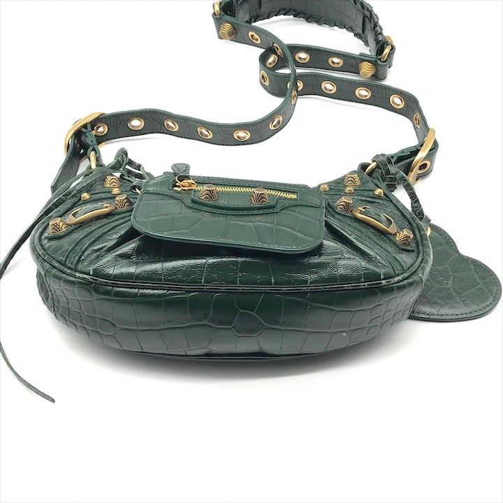 美品 BALENCIAGA バレンシアガ ル カゴール XS 型押し クロコ レザー
