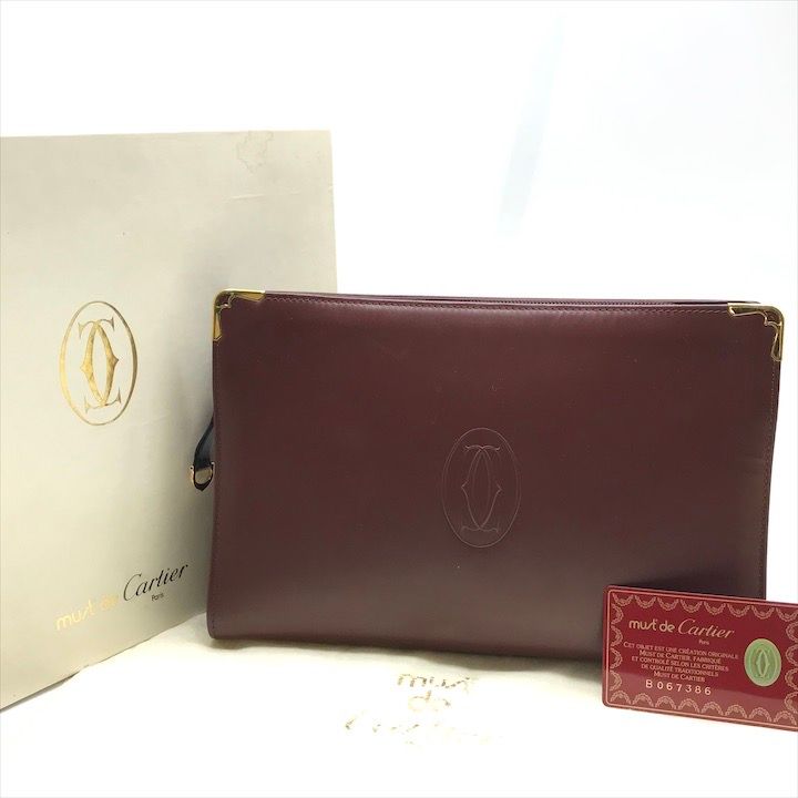 美品 Cartier カルティエ カルチェ マスト ロゴ レザー セカンド