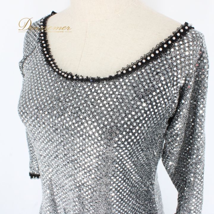 社交ダンス用シルバードレス 社交ダンス 衣装 スタンダード ドレス ワンピース レッスンウェア