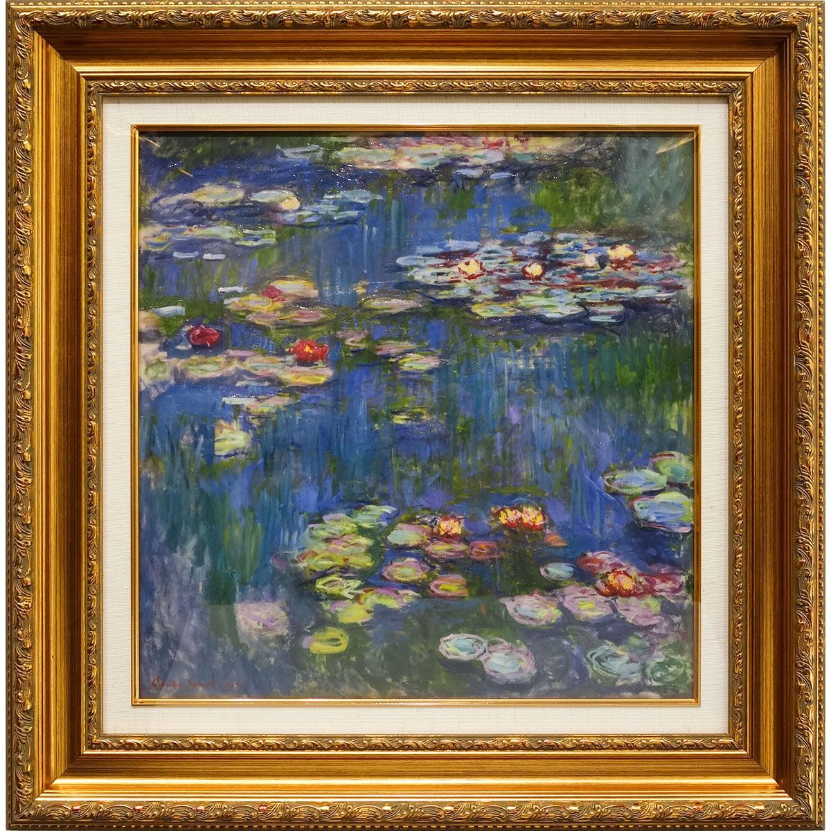 絵画 正方形6号 モネ 「睡蓮（国立西洋美術館）」 複製画 額入り 額