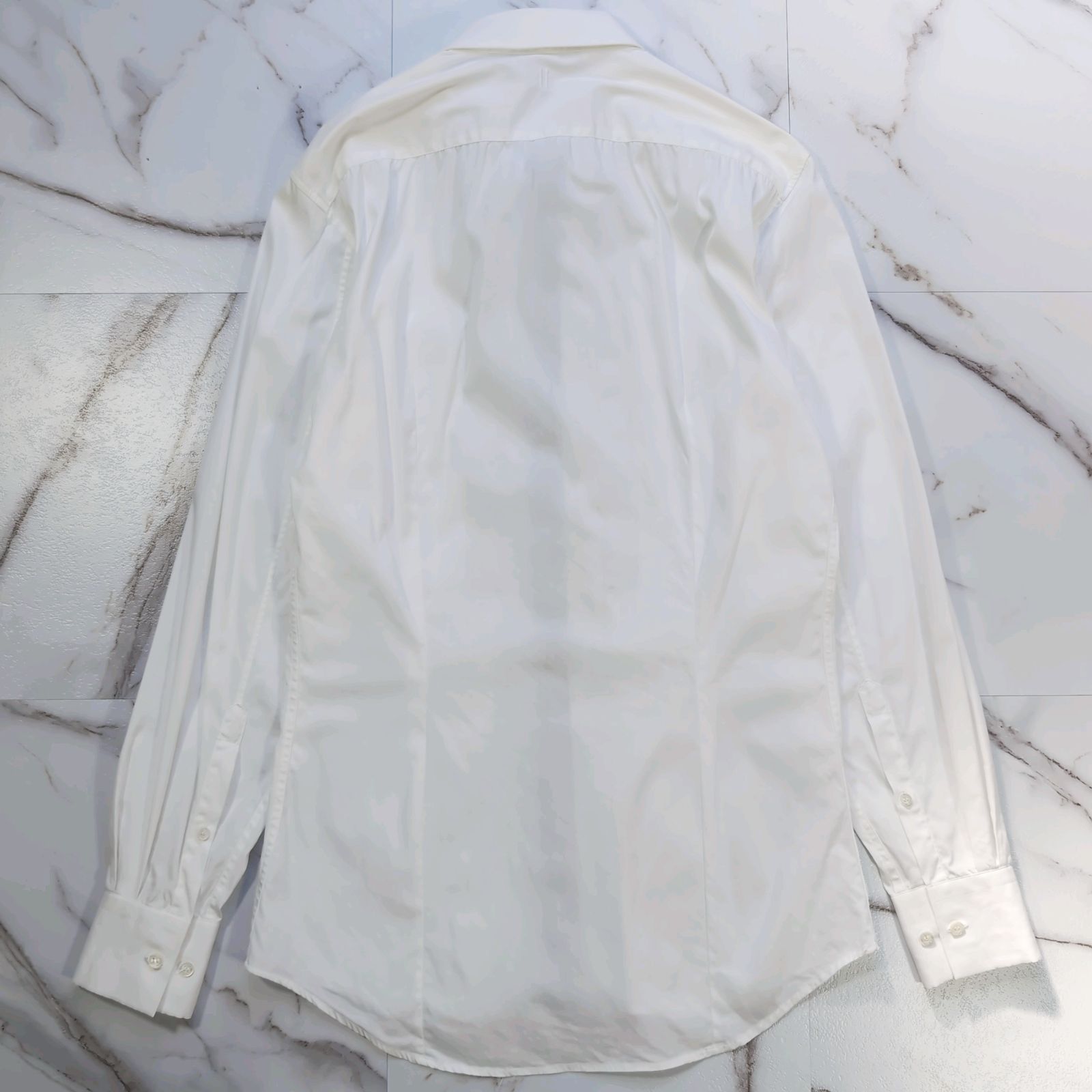 Neil Barrett 37(S) L/S ドレスシャツ ライン ストライプ ホワイト