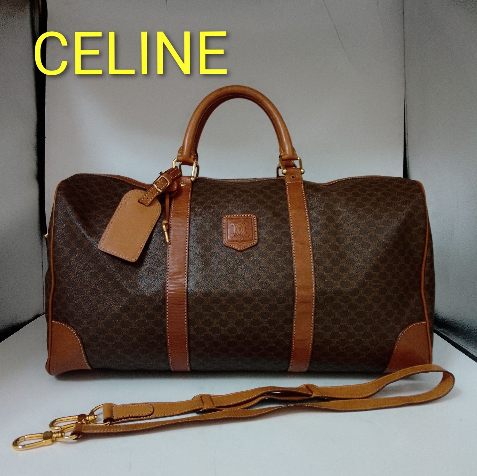 APN01 セリーヌ 極美品 マカダム ボストンバッグ ストラップ付き