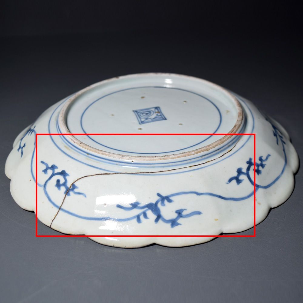 江戸時代 古伊万里 渦福 染錦手菊割皿 皿 中皿 盛り皿 時代物 和食器