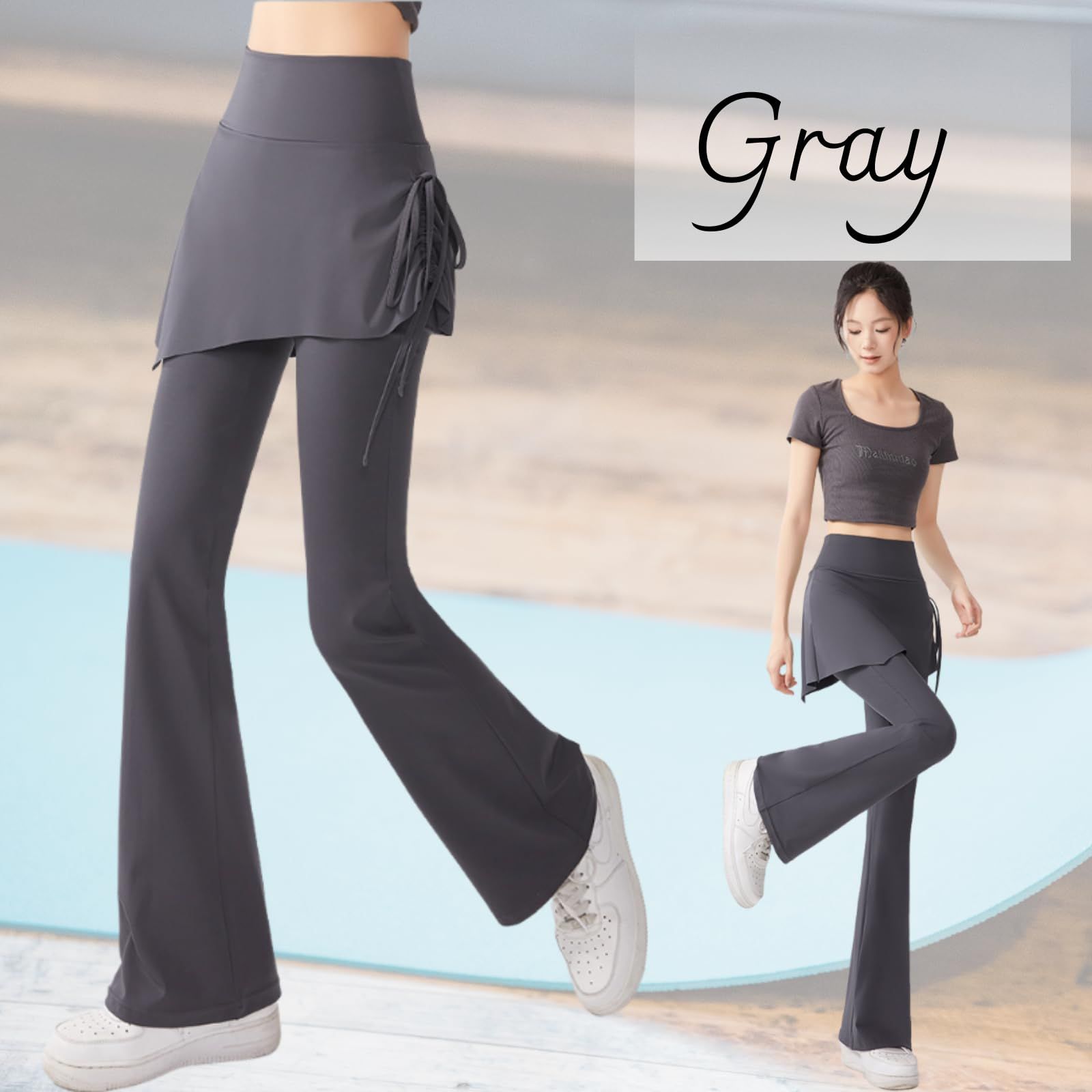 Belle Iza Bella] ヨガパンツ スカート風 レギンス フレア パンツ ハイ