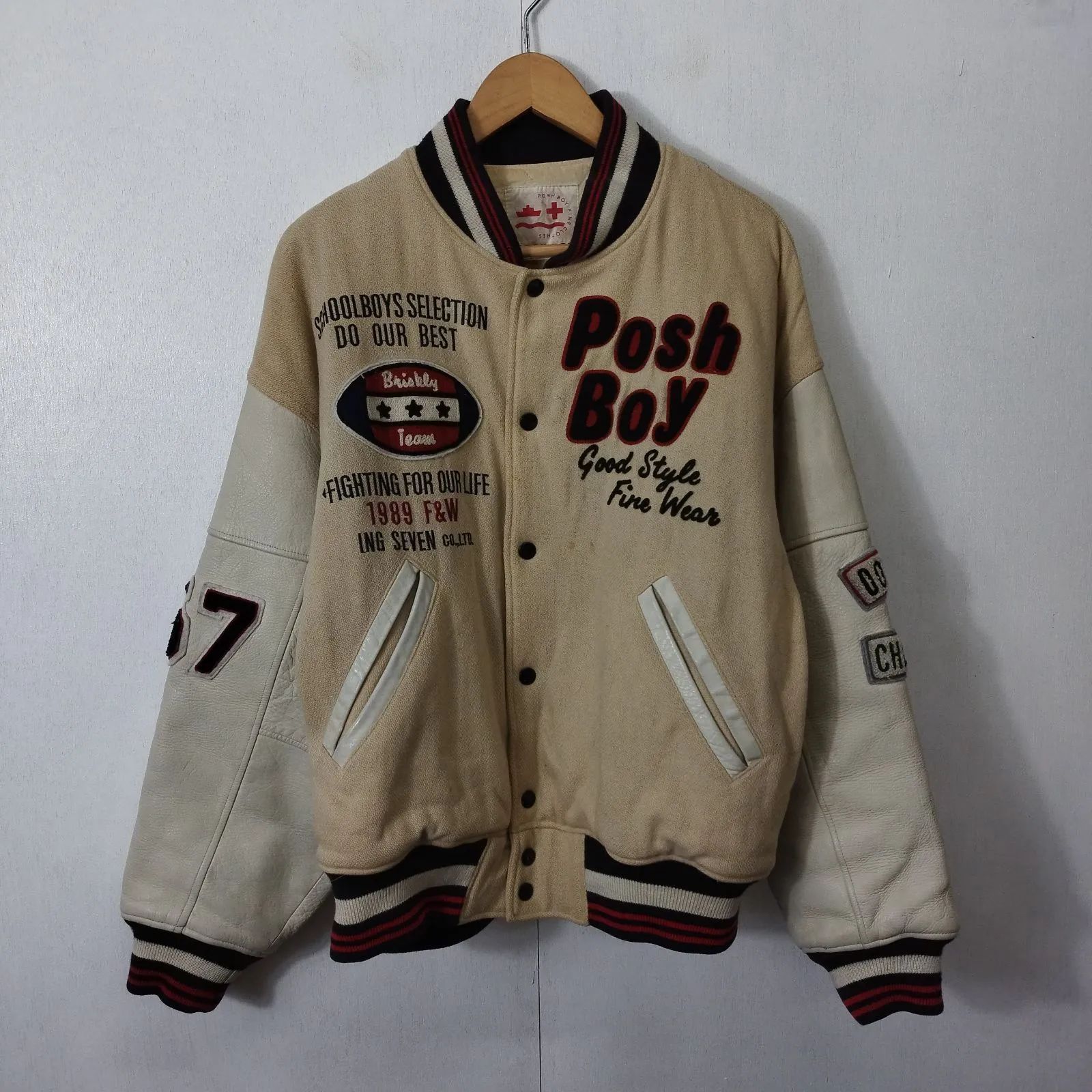 POSH BOY ポッシュボーイ 80s スタジャン 袖 レザー 牛革 フルデコ 