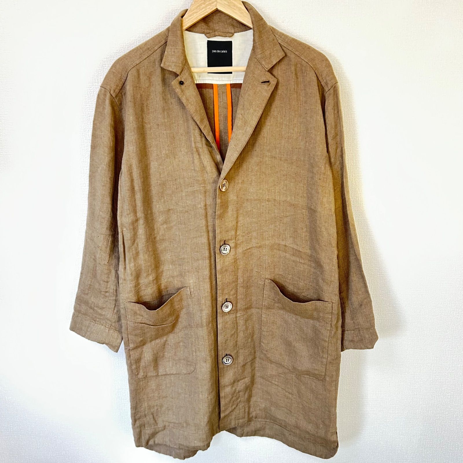 w^)b pas de calais パドカレ ロングコート リネン コットン 麻 綿