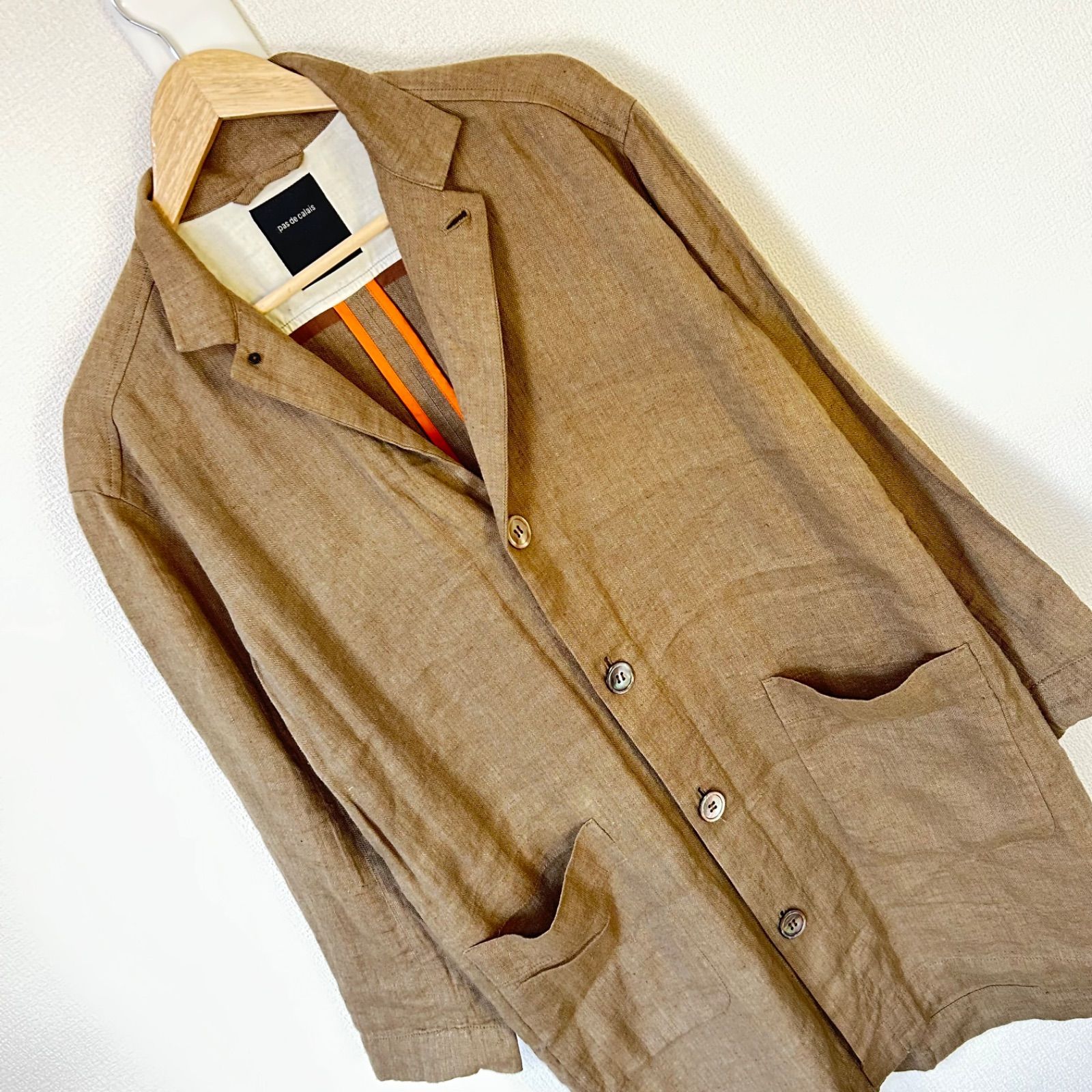 w^)b pas de calais パドカレ ロングコート リネン コットン 麻 綿