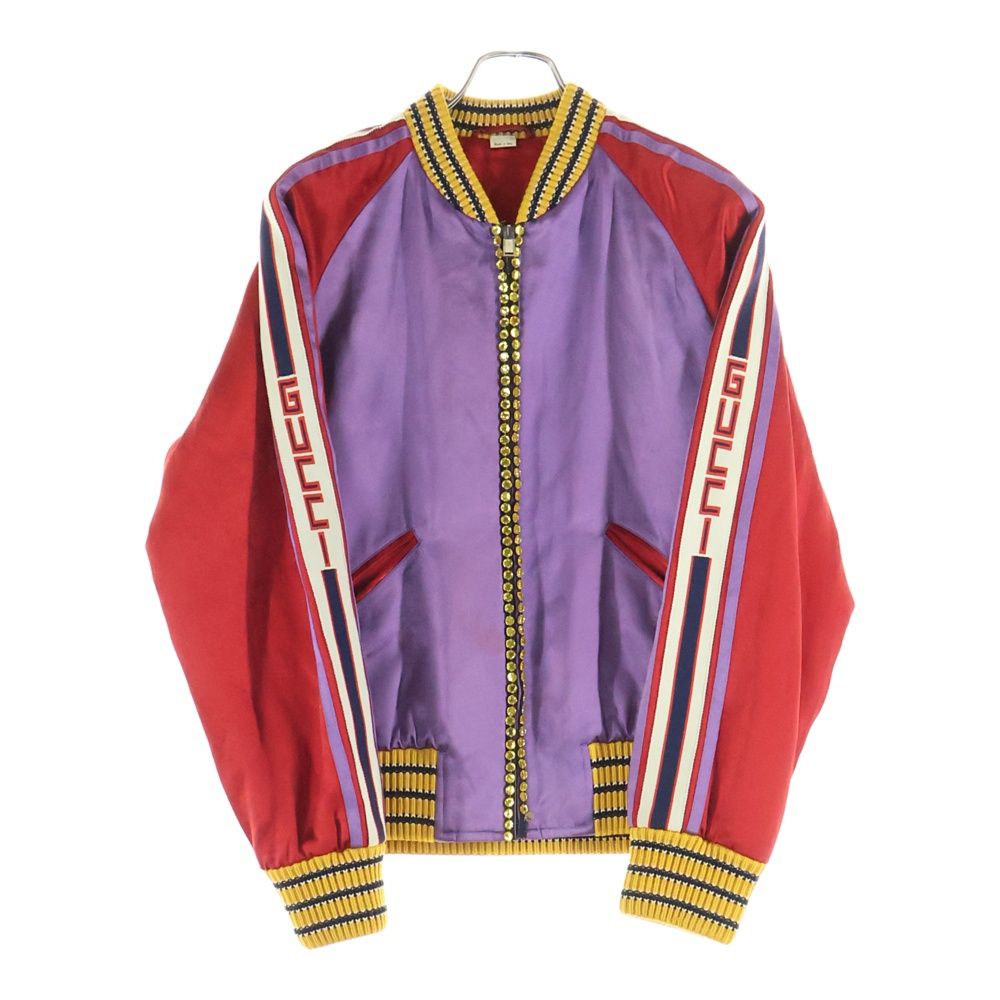 GUCCI (グッチ) Crystal Embroidered Acetate Bomber Jacket ライン GUCCI (グッチ) Crystal Embroidered Acetate Bomber Jacket ライン