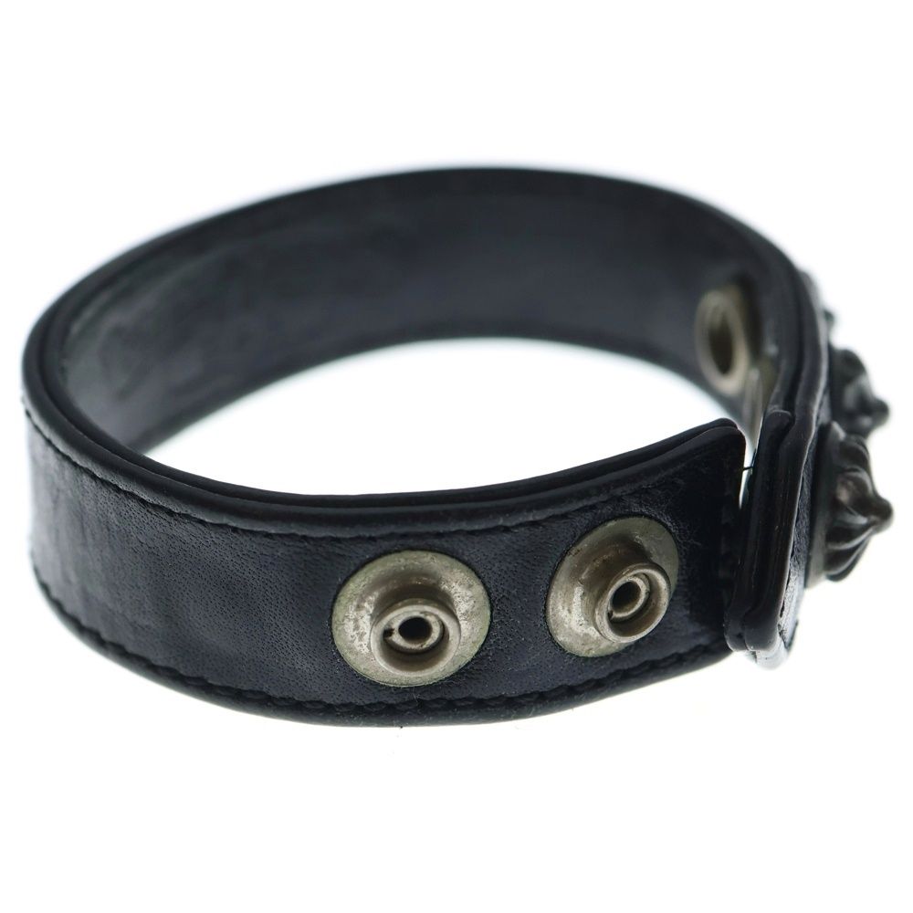 3btn 2snp クロスボール　レザーブレスレット ブラック CHROME HEARTS (クロムハーツ) 3BTN 2SNP クロスボール 3ボタン2