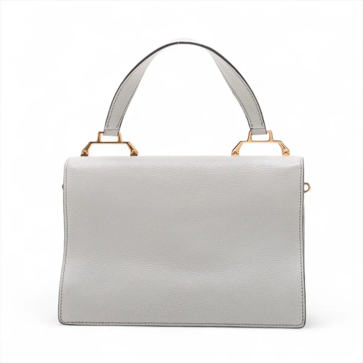 美品 ミュウミュウ マドラス レザー ハンドバッグ 本革 グレー