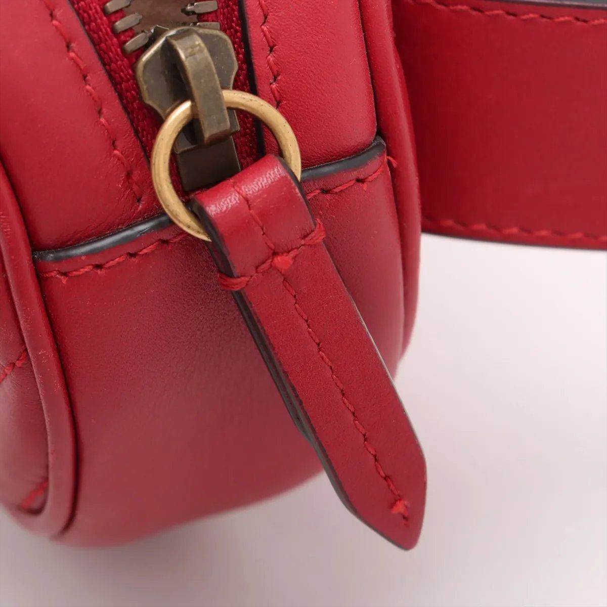 美品 グッチ GGマーモント レッド 476434 レザー 2WAY ボディバッグ