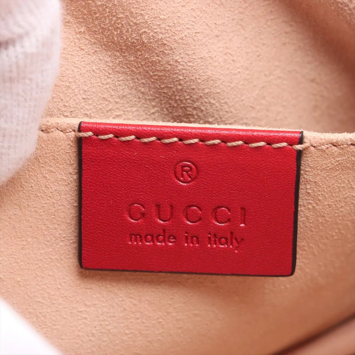 美品 グッチ GGマーモント レッド 476434 レザー 2WAY ボディバッグ
