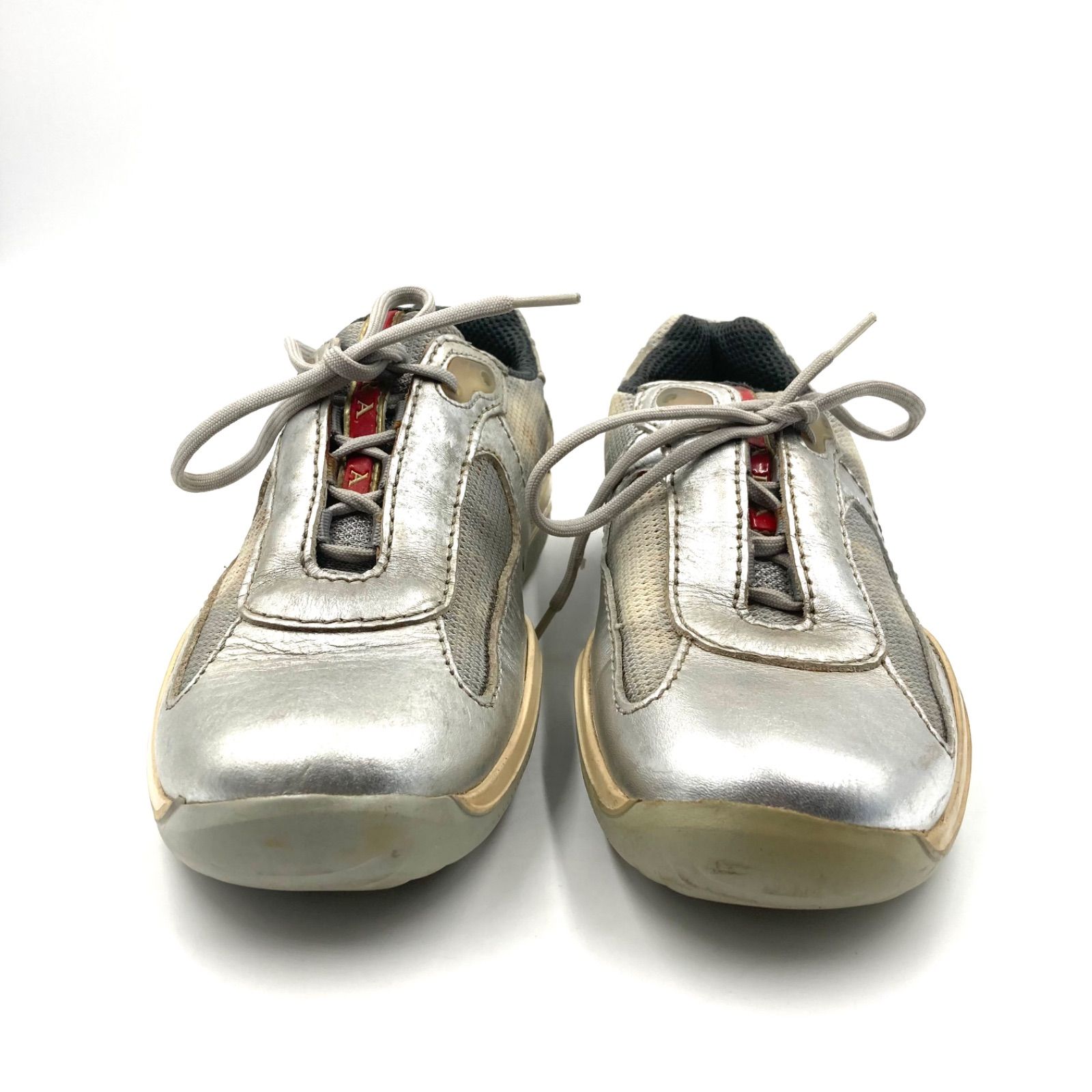 PRADA SPORT プラダスポーツ レザースニーカー シルバー ローカット ロゴ サイズ37(23.5〜24cm) レディース ラグスト 高級  ハイブランド - メルカリ PRADAプラダスポーツ スニーカー シルバー 36 2/1 23.5〜24cm
