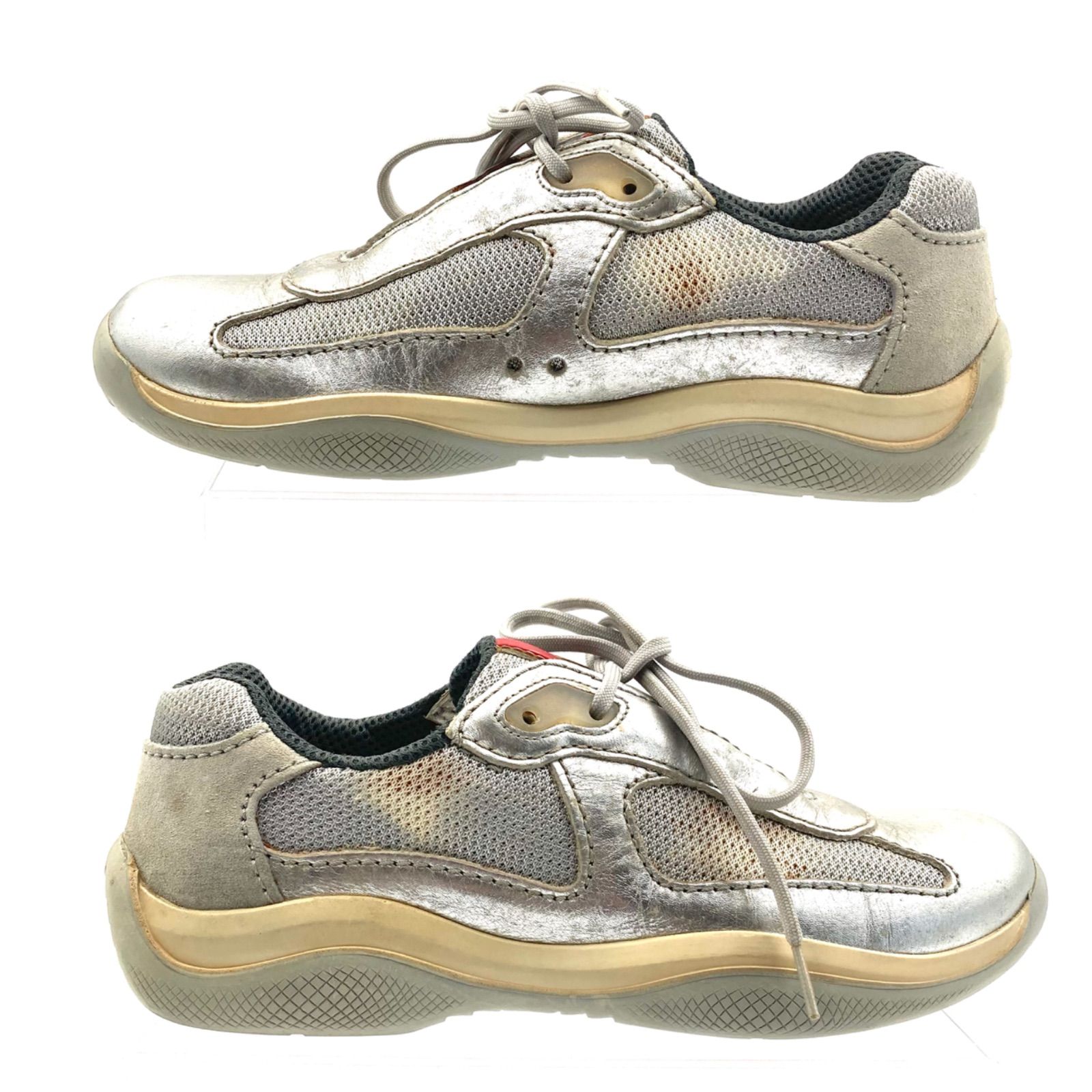 PRADA SPORT プラダスポーツ レザースニーカー シルバー ローカット