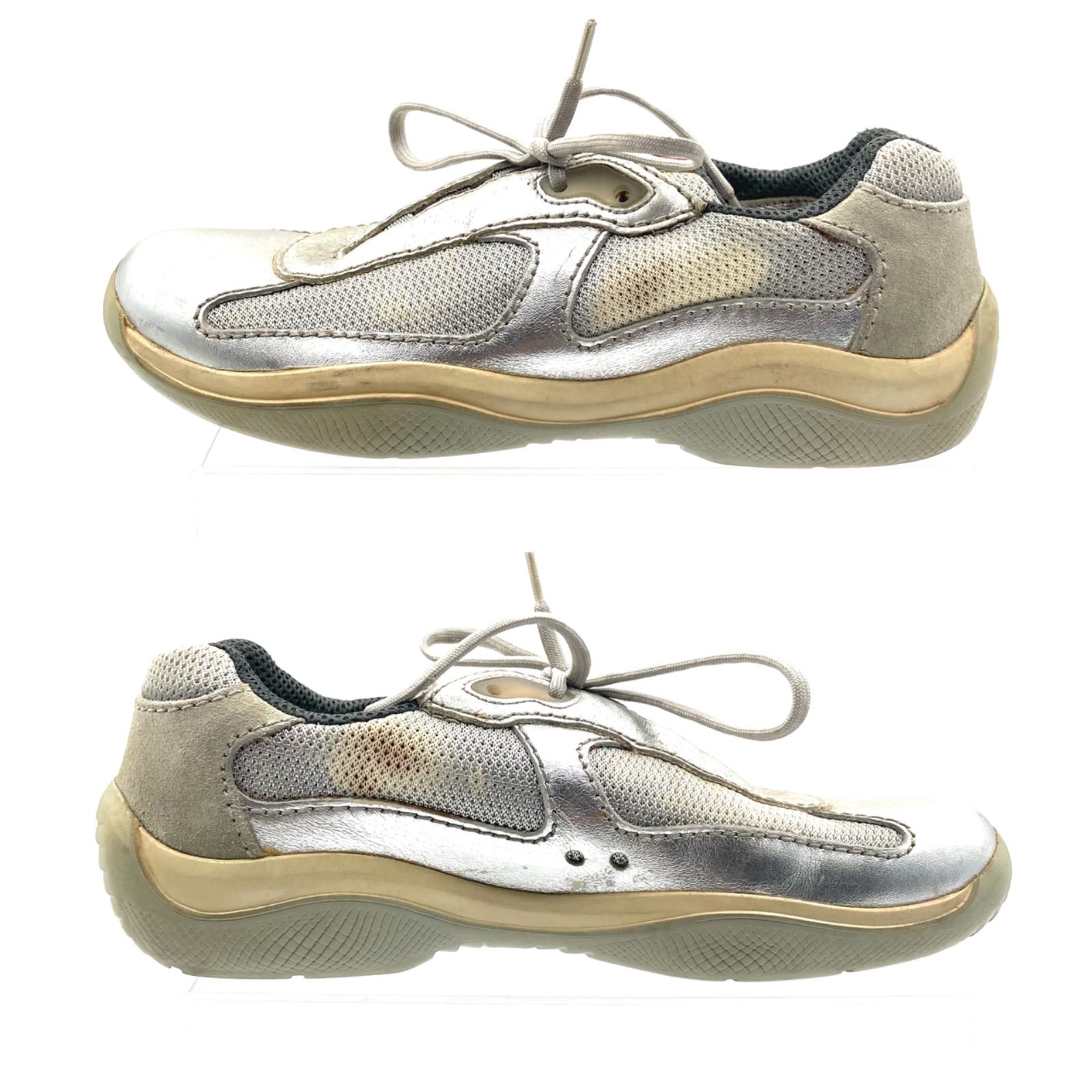 PRADA SPORT プラダスポーツ レザースニーカー シルバー ローカット