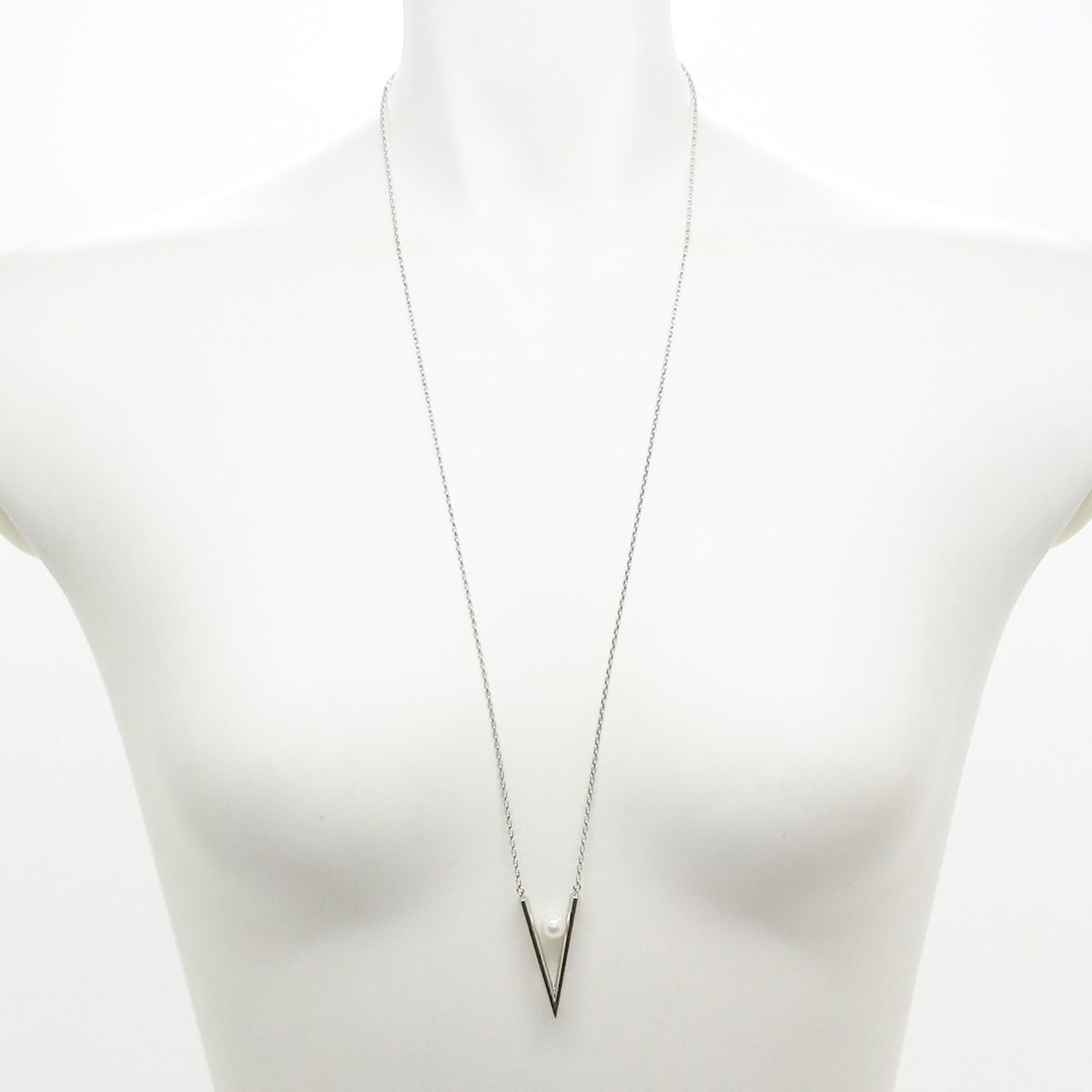 mikimoto(ミキモト) ネックレス美品 V Code シルバー×白 1Pパール 