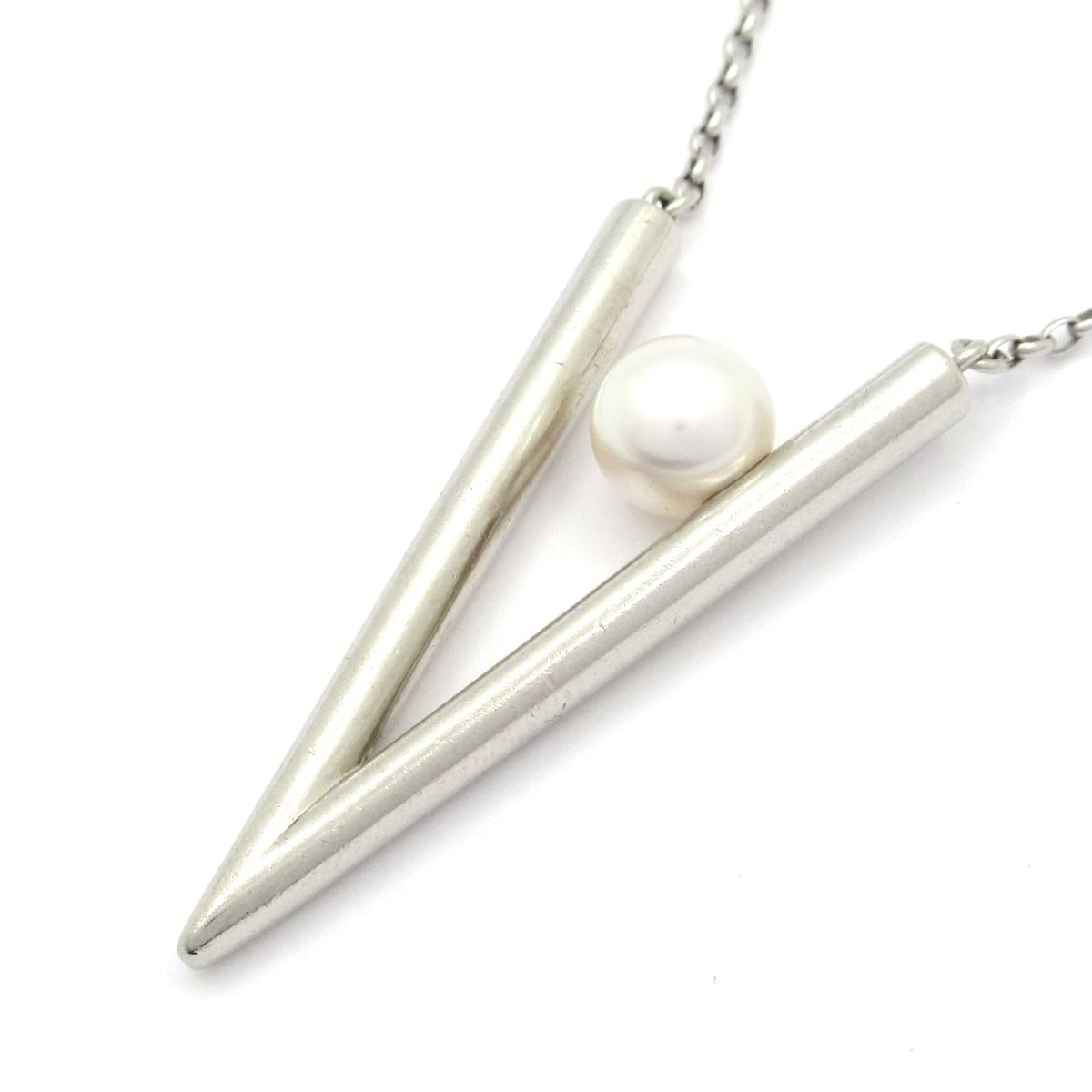 mikimoto(ミキモト) ネックレス美品 V Code シルバー×白 1Pパール 