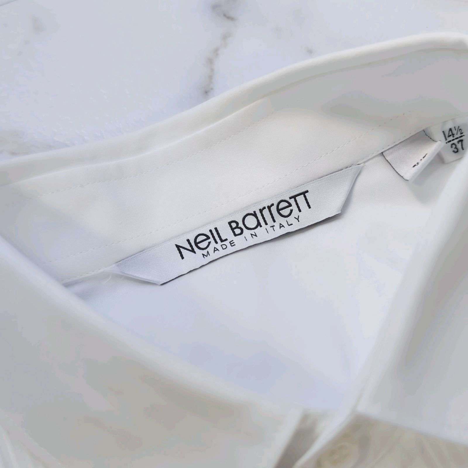Neil Barrett 37(S) L/S ドレスシャツ ピンタック ホワイト イタリア製
