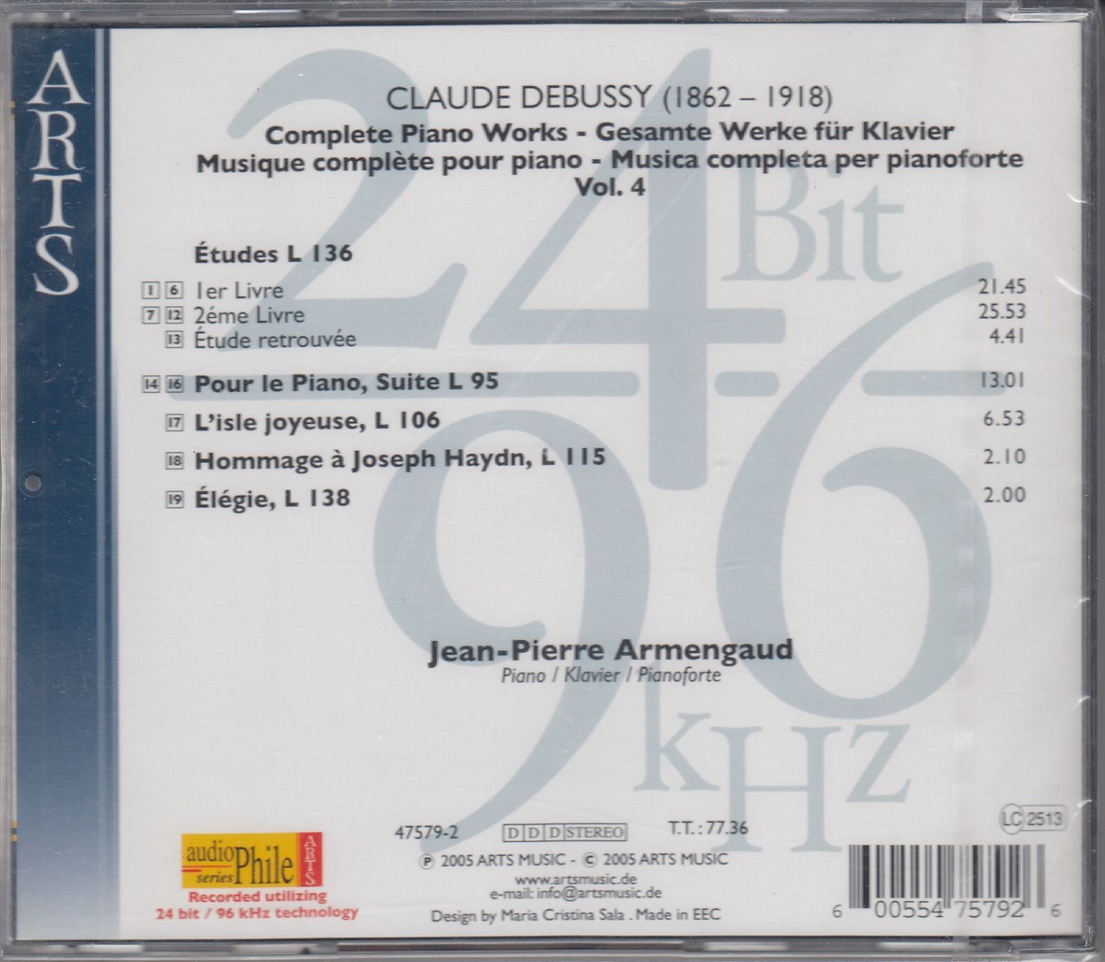 CD/Arts]ドビュッシー:練習曲集L.136&組曲「ピアノのために」L.95&喜び