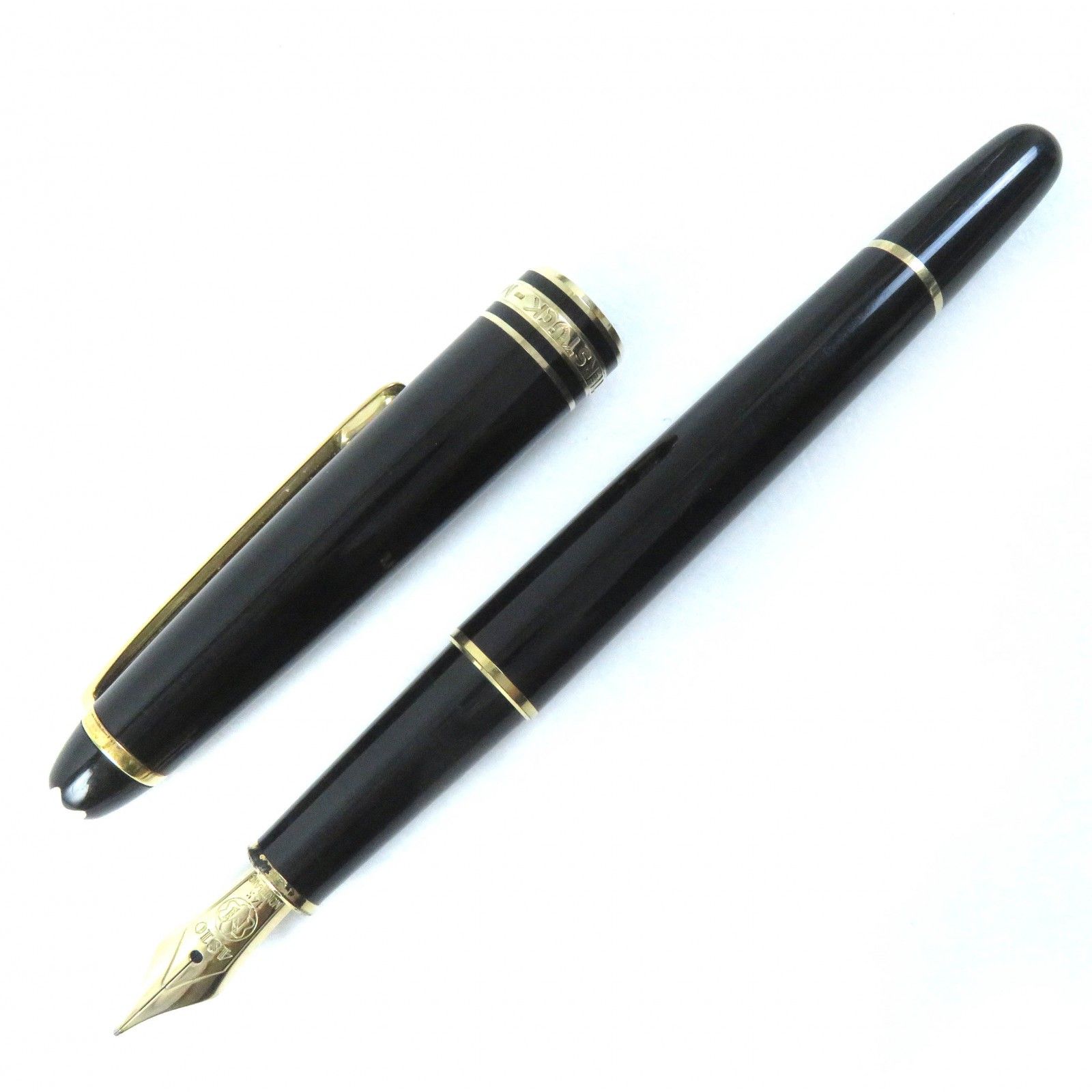 良品▼MONTBLANC モンブラン マイスターシュテュック クラシック ペン先14K Fニブ ホワイトスター 万年筆 ブラック ゴールド ドイツ製 メンズ MONTBLANC（モンブラン） 良品□MONTBLANC マイスターシュテュック