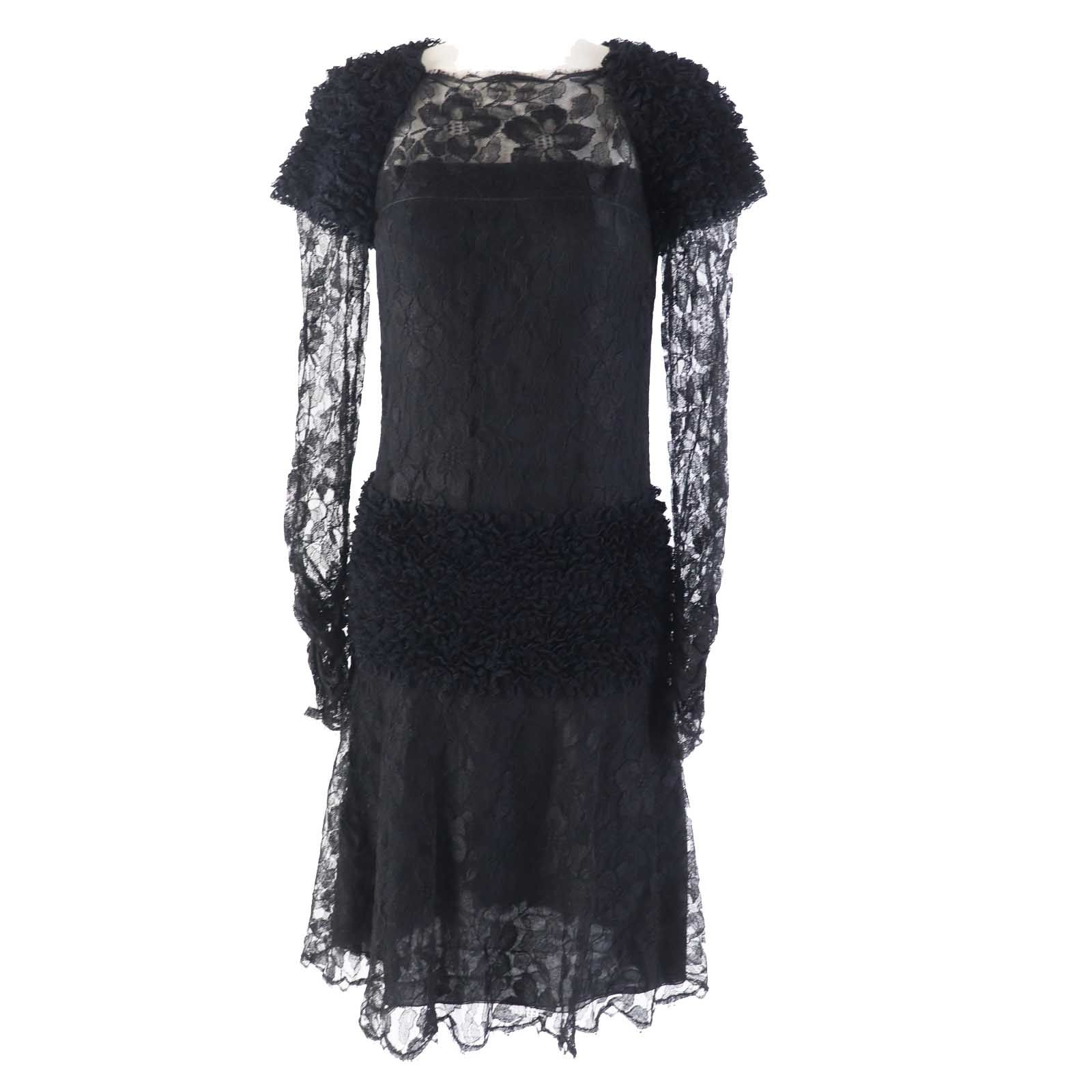 極美品◎CHANEL シャネル P41859 総レース 長袖 ロングワンピース 
