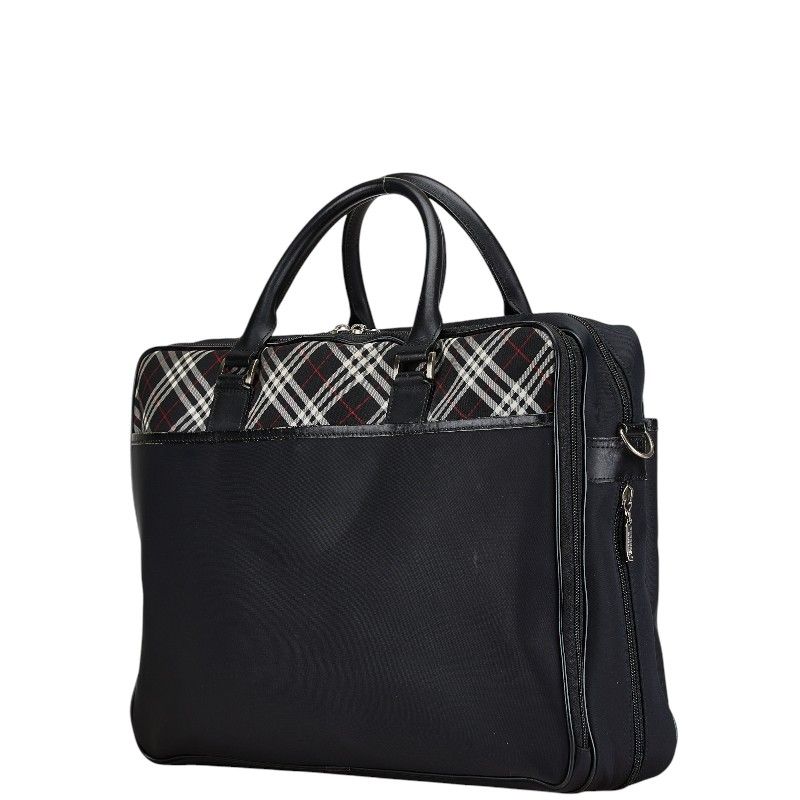 バーバリー ノバチェック ブラック ナイロン レザー レディース
