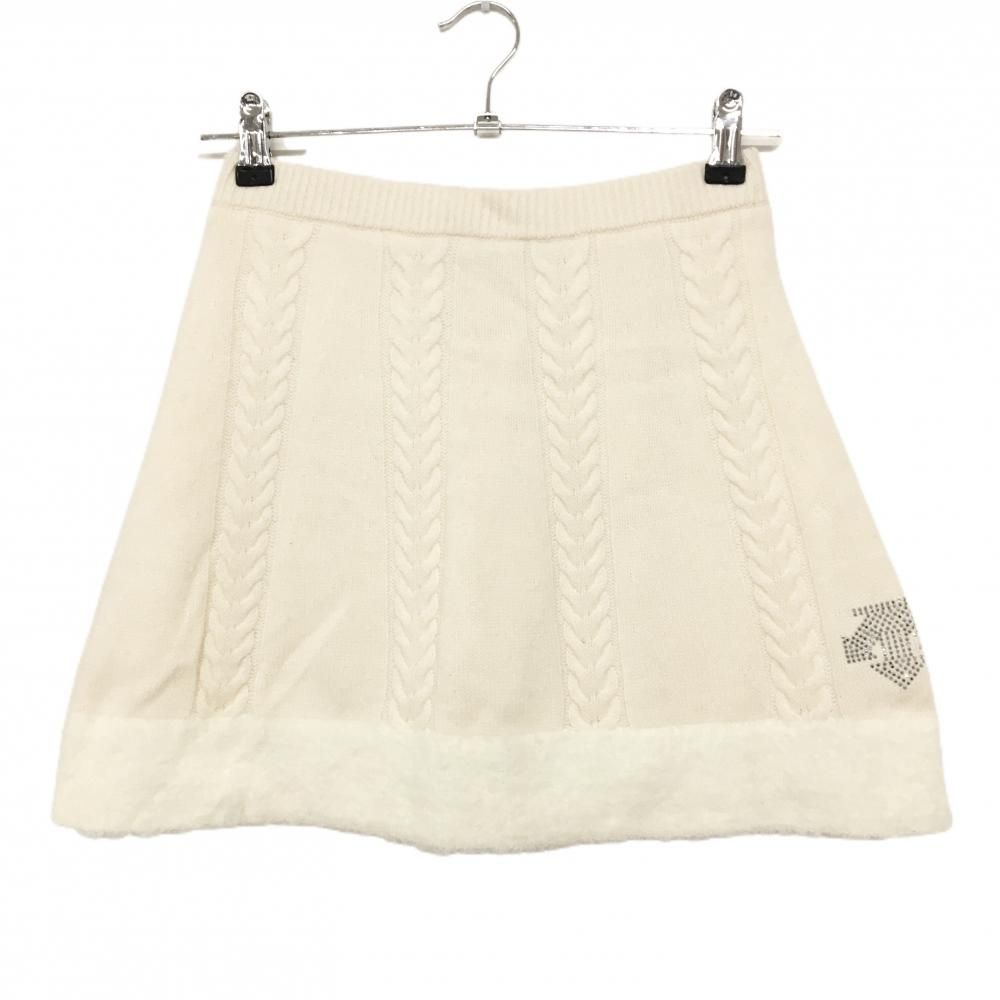 超美品】デサントゴルフ ニットスカート アイボリー カシミヤ混 LUXE