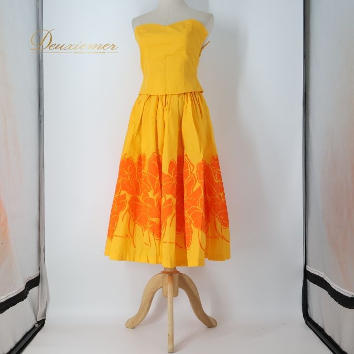 フラダンス 衣装 ツーピース セットアップ 上下セット イエロー系