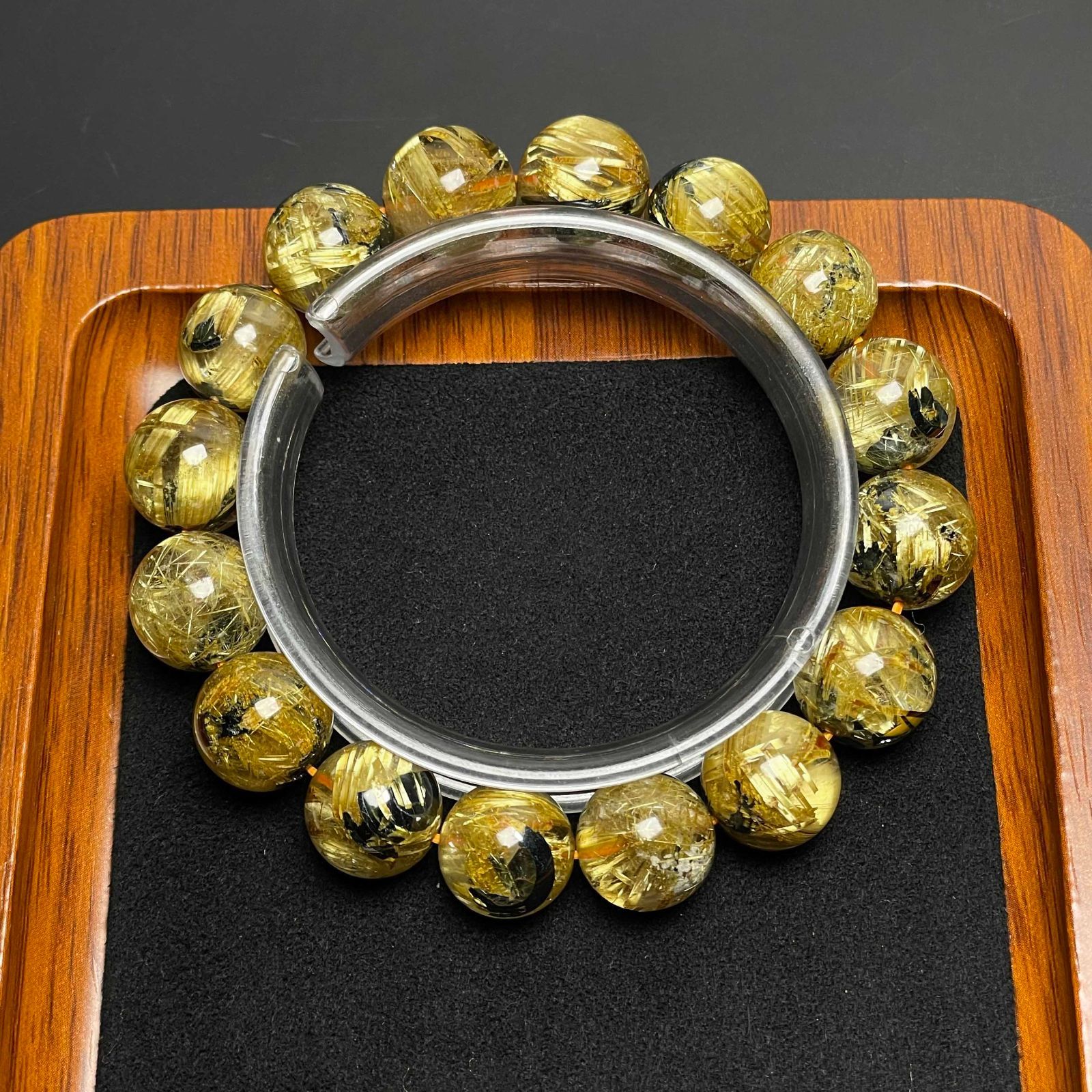 0610a243 天然美品☆【45A黄金タイチンルチル】☆ブレス 8mm 