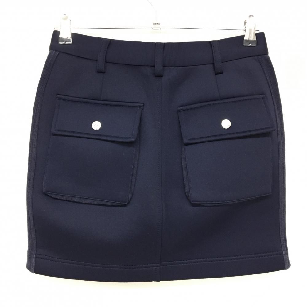 ムータマリン スカート ネイビー×白 ダンボールニット サイドリブ