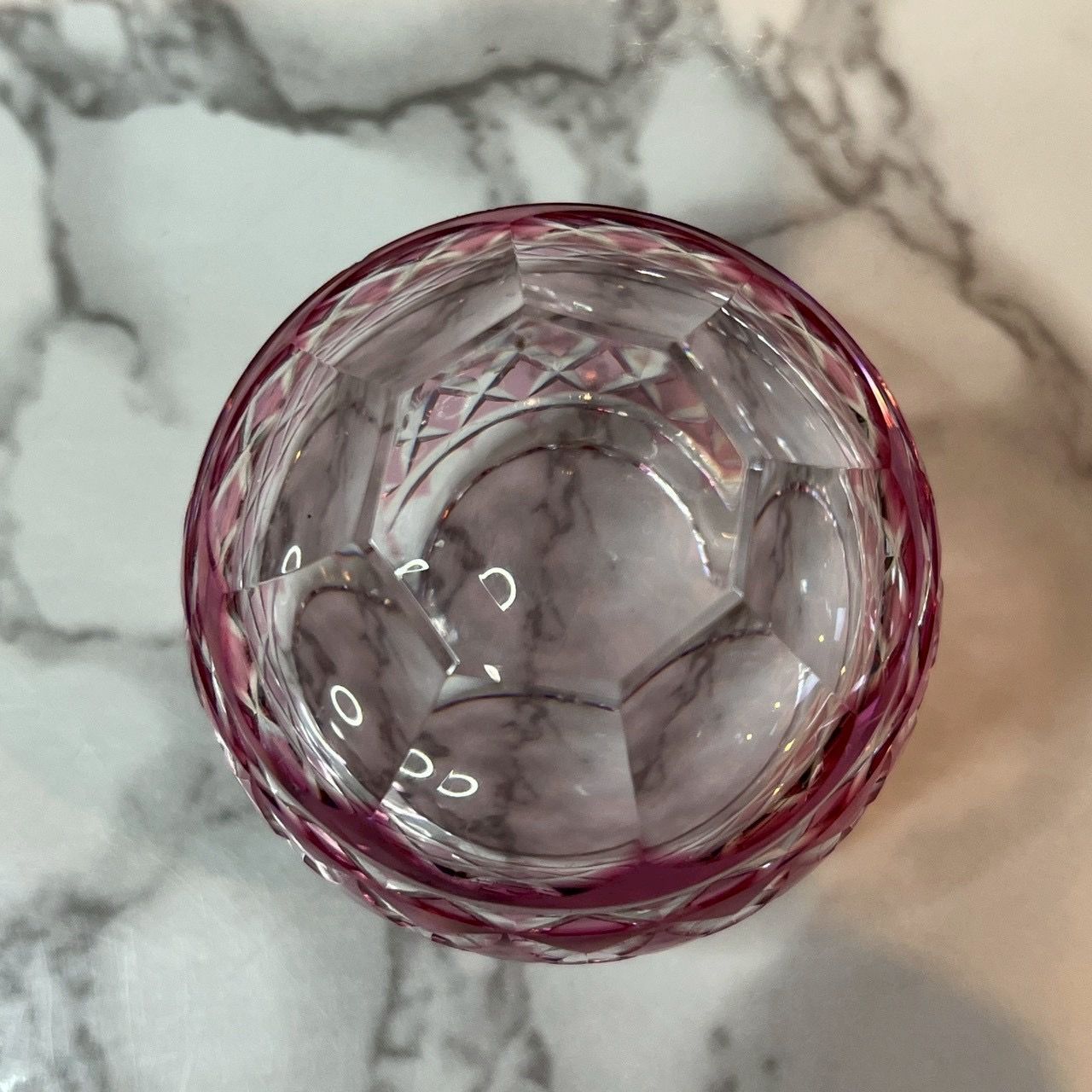 美品】切子 ガラス 小鉢 赤 クリスタルガラス 菓子鉢 デザートボウル