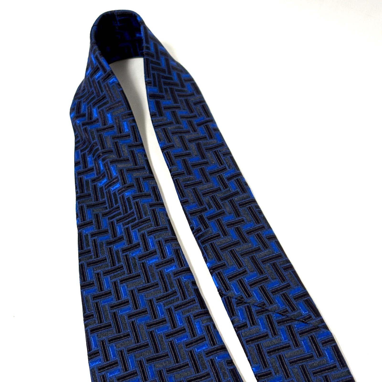 ジャンニヴェルサーチ ブランド ネクタイ 光沢 ブルー×ネイビー 青 紺