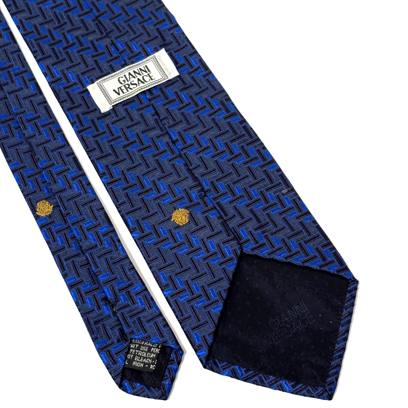 ジャンニヴェルサーチ ブランド ネクタイ 光沢 ブルー×ネイビー 青 紺