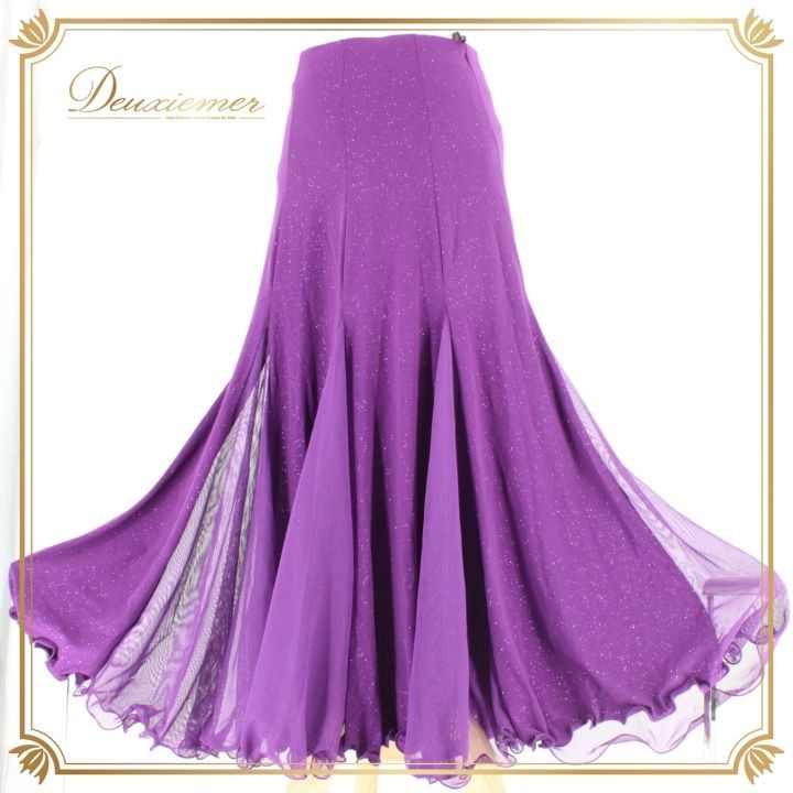 社交ダンス 衣装 スタンダード スカート レッスンウェア レディース 紫