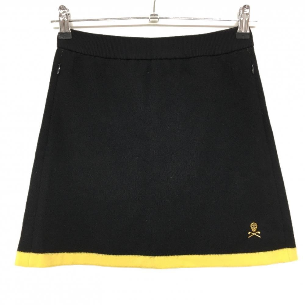 美品】マークアンドロナ ニットスカート 黒×イエロー ウール混