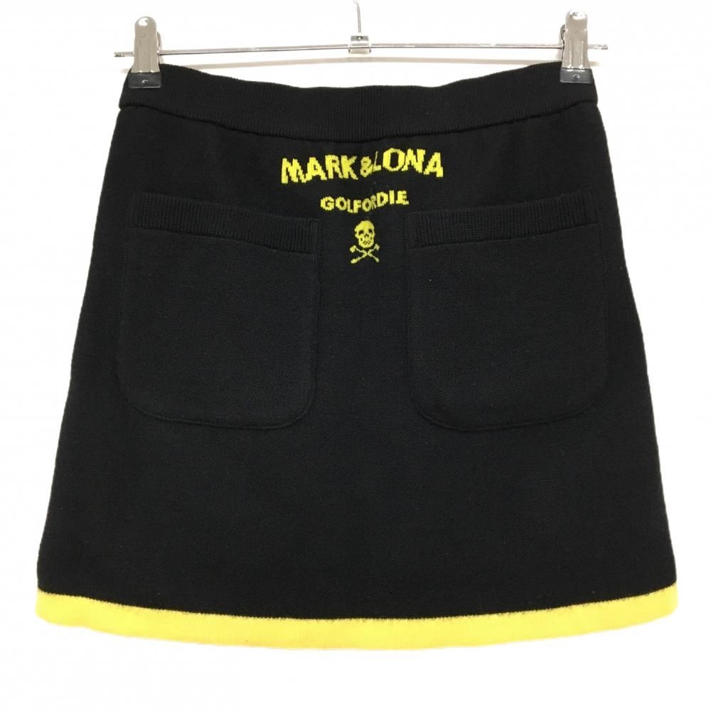 美品】マークアンドロナ ニットスカート 黒×イエロー ウール混