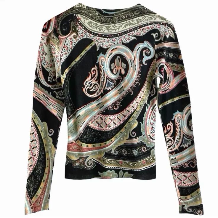 ETRO ペイズリー柄 ニットセーター M ETRO エトロ シルク カシミヤ ペイズリー柄 ニット セーター