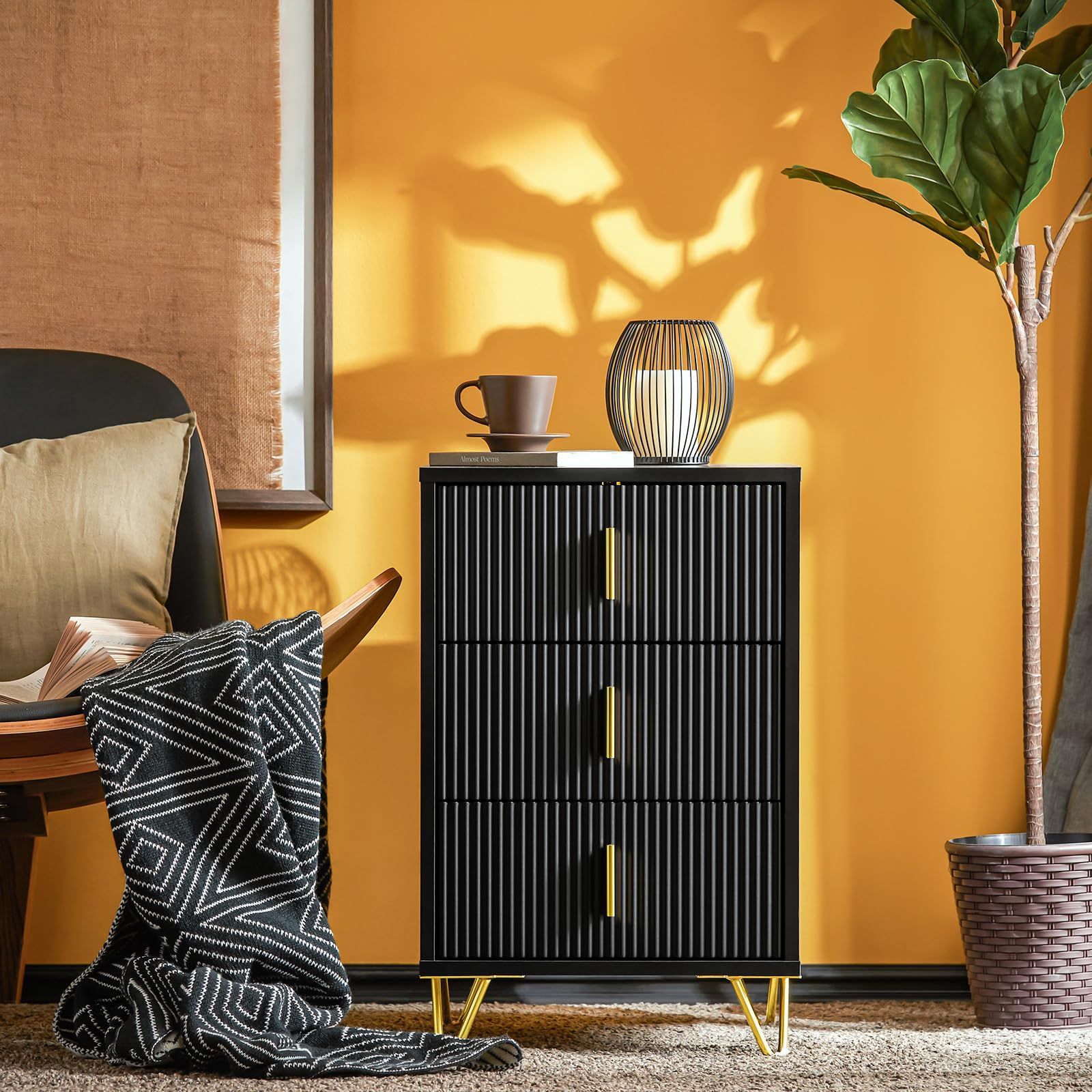 SoBuy ベッドサイドテーブル おしゃれ ナイトテーブル 北欧風 サイドテーブル 幅40*奥行き40*高さ63 cm 木製 引き出し付き 電話台 ベッド横 ソファサイド ベッド周り収納 FBT 115-L-SCH|ブラック