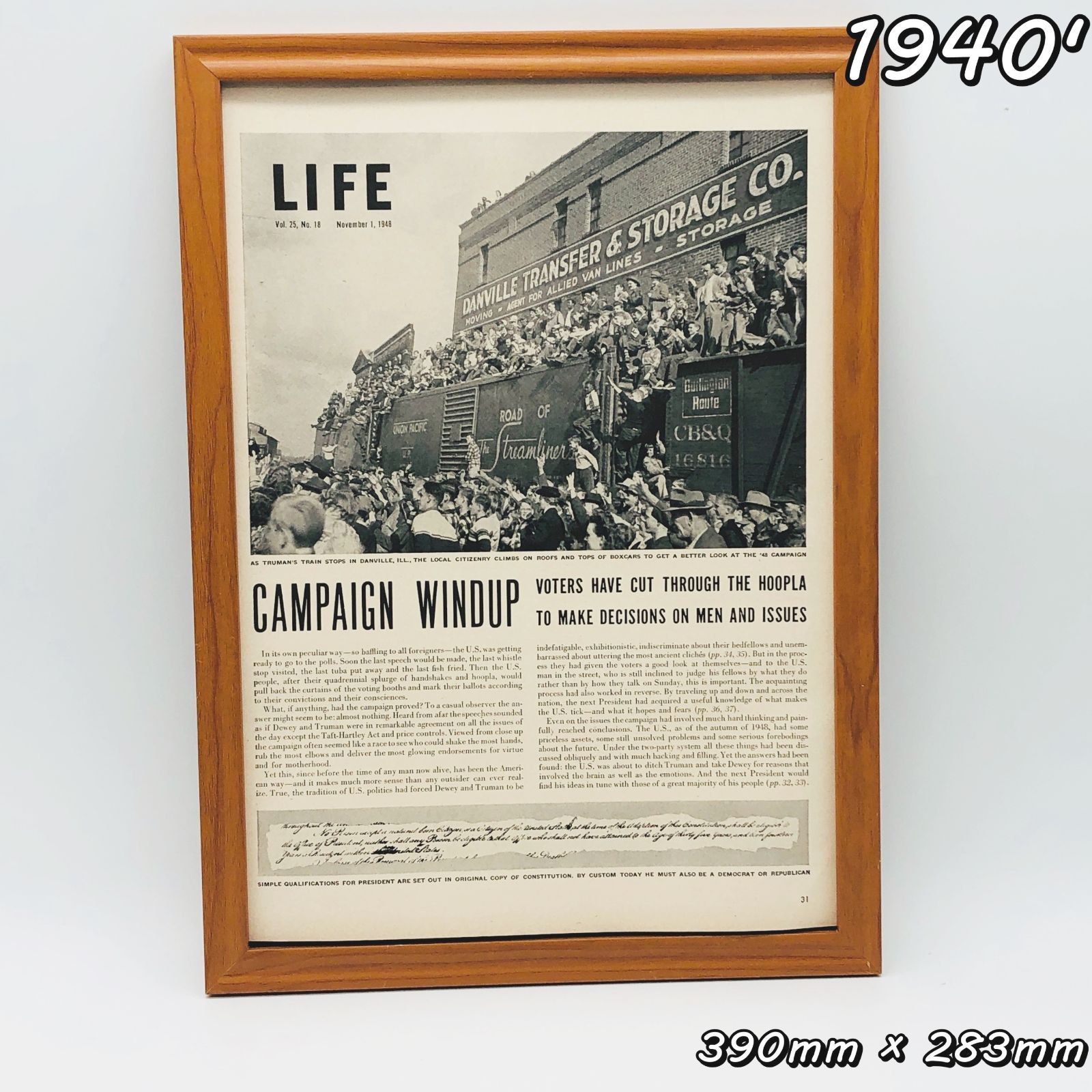 ビンテージ 広告 ポスター フレーム付 『 ライフ マガジン ( Life