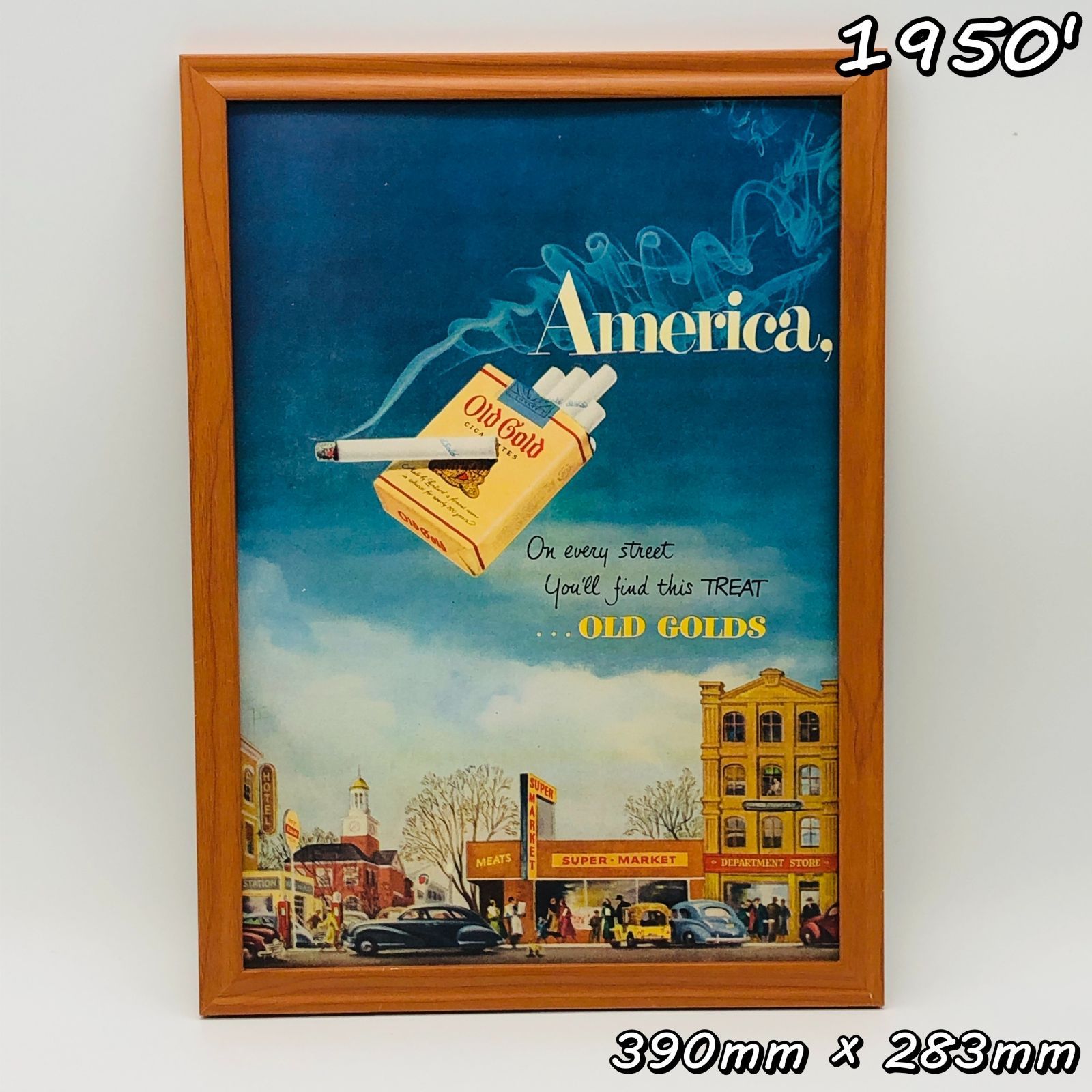 ビンテージ 広告 ポスター フレーム付 『 オールドゴールド 煙草 (Old